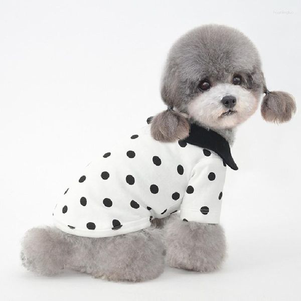 Vêtements pour chiens Petits vêtements en coton Mignon Dot T-shirt Automne Hiver Sweats à capuche pour animaux de compagnie Chiot Yorkshire Poméranie Bichon Caniche Schnauzer Vêtements