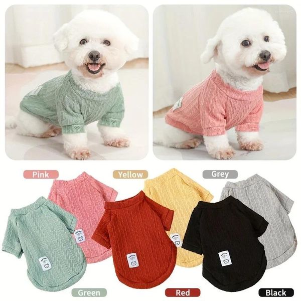 Vêtements de chien petit pull mignon pour animaux de compagnie pour l'automne et l'hiver T-shirt chiens vêtements de chat multicolore chaud tricot base gilet chemise fournitures