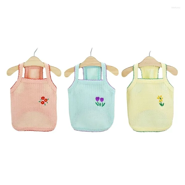 Vêtements pour chiens petits chiens 2 pattes vêtements d'été chat broderie réservoirs de fleurs chiot bretelles goutte