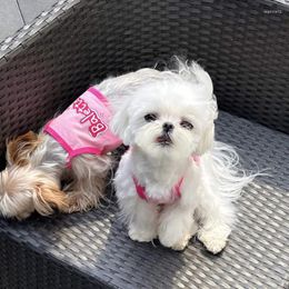 Vêtements pour chiens small chiens vêtements chat rose gilet veste vêtements kawaii lettre imprime confortable coréen fashion été mince fille produits pour animaux de compagnie