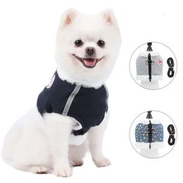 Vêtements pour chiens Petit Medim Dog Vêtements pour animaux de compagnie Automne Hiver Gilet chaud Veste Manteaux avec harnais réfléchissant et ensemble de laisse pour vêtements de chien Tenues T221018