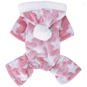 Vêtements pour chiens Petits pyjamas Pyjamas Doggy Onesie Vêtements Flanelle douce Hiver Chaud Pull à capuche pour animaux de compagnie Mignon Star Combinaison Manteau de chat