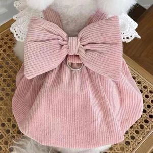 Vêtements pour chiens Petite robe de princesse Pet Bowknot Jupe Automne Hiver Pull doux Chat Mode Manteau chaud Chiot Harnais Chihuahua Yorkshire