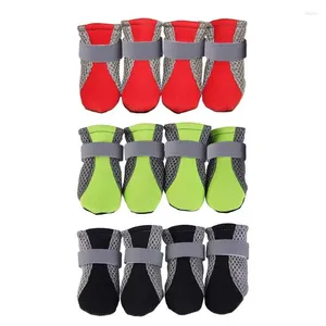 Vêtements pour chiens petites chaussures maille bottes de randonnée protecteur 4pcs respirant réglable antidérapant pour la course en plein air marche été