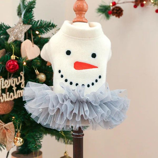 Appareils pour chiens Snowman Christmas Cat Robe Designer Pet Shirt Coat Veste avec jupe Tutu Costumes Costumes de vêtements d'hiver automne