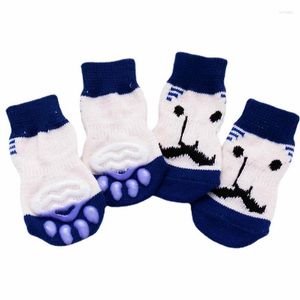 Chien vêtements chaussettes 4 pièces dessin animé anti-dérapant contrôle de traction anti-sale protecteur pour intérieur petits animaux de compagnie moyens chiens sûrs