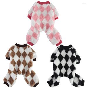 Chien vêtements doux velours velours pyjamas Onesie chiot pull Pet combinaison classique Plaid hiver vêtements pour petits chiens York chat