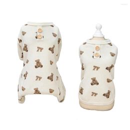 Chien vêtements doux pyjamas t-shirt mignon ours en peluche arcs imprimer conception vêtements pour petits chiens moyens chat Costume chiot combinaison Onesie