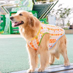 Hondenkleding Zacht huisdier Grote hond Plaid T-shirt Hondenkleding Leuke shirts Zomer Ademend strand Zelfkoelend vest voor grote golden retrieverhonden 230613