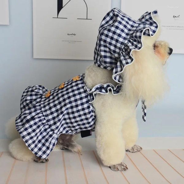 Ropa para perros chapuces a cuadros suaves ropa princesa camiseta de verano