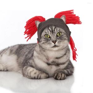 Vêtements de chien doux hiver chapeau d'animal de compagnie réglable chat chaud avec hilarant faux cheveux queue de cheval élastique anti-dérapant pour épais