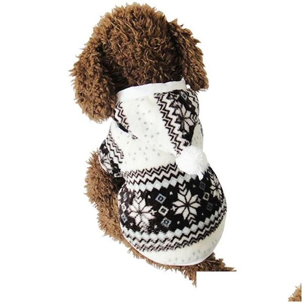 Chien Vêtements Doux Hiver Chaud Vêtements Pour Animaux De Noël Confortable Flocon De Neige Dot Costume Vêtements Veste Teddy Manteau À Capuche Pour Petite Goutte Deliv Dhlmr