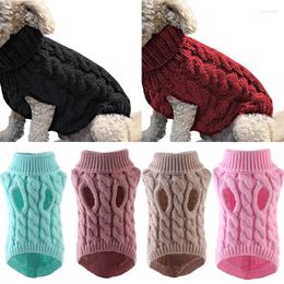 Abbigliamento per cani Maglioni caldi invernali in tinta unita Forniture per animali domestici Maglia intrecciata elegante abbigliamento casual universale