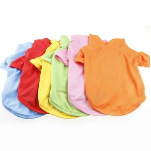 Hondenkleding Effen Kleur Zomer Ademend Poloshirt Vest Snoep Kleur DHZ Polyester Hond Kattenkleding XS-5XL Huisdierenkleding Ropa Para Perros