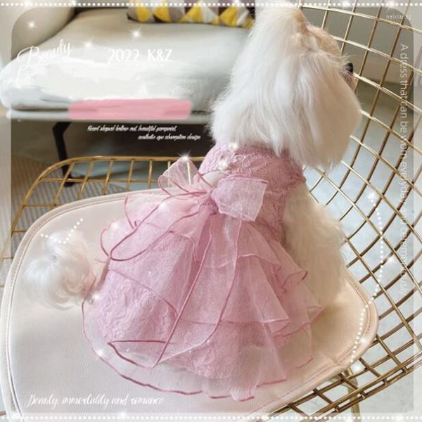 Ropa para perros Sólido Rosa Niñas Gato Vestido Pequeño Mini Fiesta Diseñador Ropa Velo Falda Princesa Mascota Formal Drop