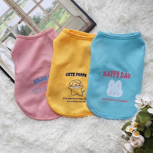 Appareils pour chiens Spring et automne automobile Waffle mignon simple réservoir mince du chat Universal Cartoon Cartoon Imprimé Vêtements