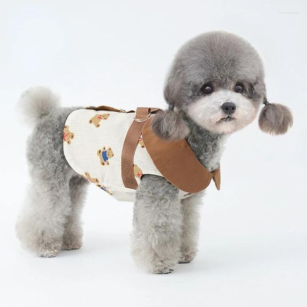 Ropa para perros primavera y ropa de verano a rayas lindo oso puede tracción mascota para mascotas gato gato bichon caniche algodón de algodón