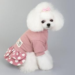 Hondenkleding lente en zomer uit één stuk jurk puppy's teddy Pomeranian Yorkshire Schnauzer kleine frisse glimlach polka dot juridog