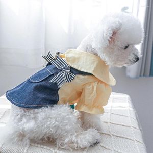 Vêtements pour chiens printemps couleur correspondant robe de princesse gilet pour animaux de compagnie jupe nœud papillon pour petits chiens marche vêtements G2AB