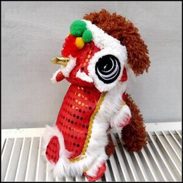 Hondenkleding Spring Festival Teddy Dog Coat Winter Puppy Kostuum Pet Lion Dance Dessen Kleine Cat Tang Pak Jaar jas 220920