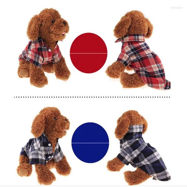 Ropa para perros Primavera Pet Fashion Puppy Chalecos Plaid Stripe T Shirt Algodón Cat Grid Disfraces Otoño Ropa Chaqueta Abrigos