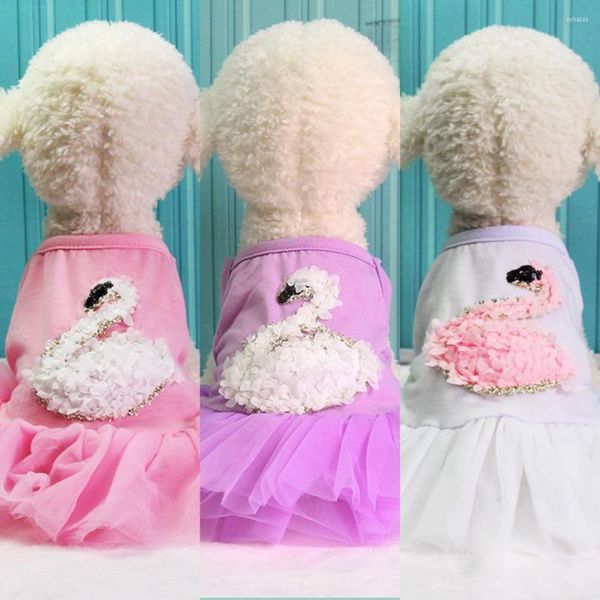 Vêtements de chien printemps été haute qualité jupe de fée de cygne petite et moyenne taille ou vêtements de chat mignon costume d'animal de compagnie mince style princesse