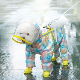 Hondenkleding Lente Zomer Dierenkleding Kitten Puppy Capuchon Vierpotige regenjas Reflecterend Waterdicht harnas Voor kleine en middelgrote honden