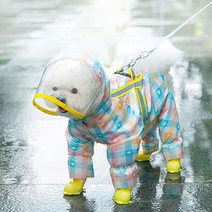 Vêtements pour chiens printemps été vêtements pour animaux de compagnie chaton chiot à capuche imperméable à quatre pattes harnais imperméable réfléchissant pour chiens de petite et moyenne taille