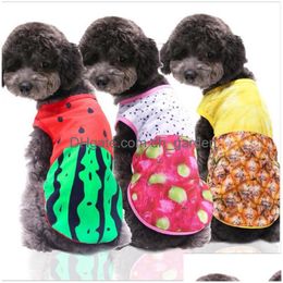 Hondenkleding Spring zomer huisdiervest t -shirt schattige watermeloen krab bedrukte shirt kleding voor honden katten puppy mouwloze drop del dhgarden dhwf8