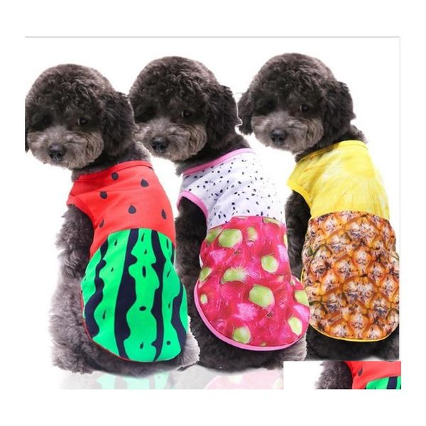 Vêtements pour chiens printemps été gilet pour animaux de compagnie t-shirt mignon pastèque crabe imprimé chemise vêtements pour chiens chats chiot sans manches livraison directe Ho Dhnth