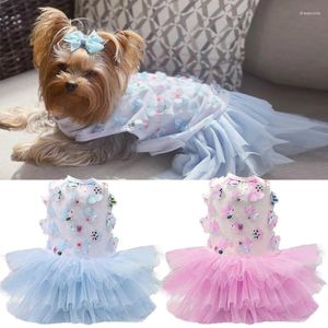 Hondenkleding Spring zomerrok Mooie perzik voor huisdieren prinsesstijl Puppy kanten Verjaardag Vierjurk Mooie kleren