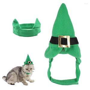 Vêtements pour chiens St Patrick's Day Chapeau de chat avec collier Chiot Vacances de Noël Bavoir Santa Green Top pour chats petits chiens