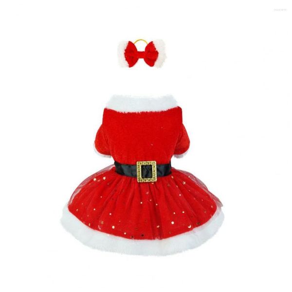 Ropa para perros Destacado Vestido para mascotas Festivo Brillante Glitter Santa Disfraz con diadema para Navidad POS Fácil de usar Tela de oropel