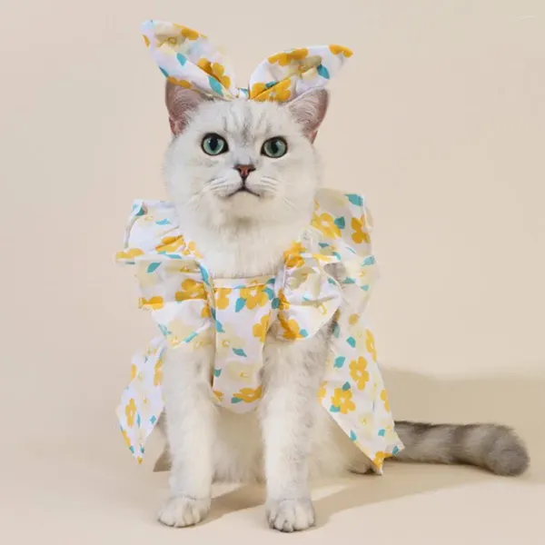 Vêtements pour chiens se démarquent robe pour animaux de compagnie élégant charmant imprimé de fleurs pour chats chiens confortable facile à porter princesse