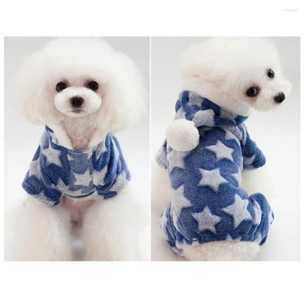Vêtements pour chiens Star Moon Print Puppy Fleece Warm Winter Coat Jumpsuit Pet Hooded Pyjamas Nice
