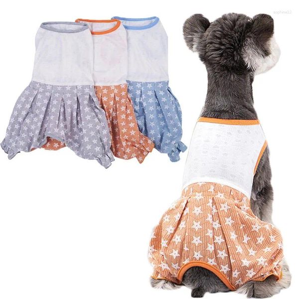 Appareils pour chien étoile motif de saut à saut de combinaison de pyjamas Vêtements d'été pour les petits chiens salopettes Bloors pantalon