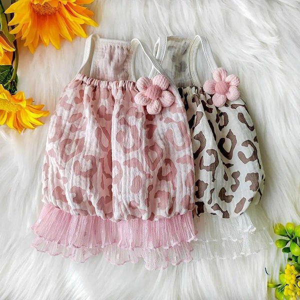 Vêtements pour chiens Robe à bretelles en dentelle mignonne Débardeur plissé Bas court Printemps / Été Teddy Bomy Petit Chat Vêtements pour animaux de compagnie