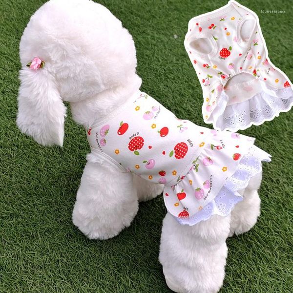 Ropa para perros, vestido de fresa, ropa para mascotas, tirantes para gatos, ropa dulce para perros pequeños, Chihuahua, verano, rosa, transpirable, niña y niño