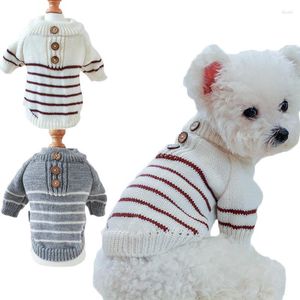 Vêtements pour chiens Bande d'hiver Crochet Pull Manteau Bouton en bois Vêtements pour animaux de compagnie pour petits chiens moyens Vêtements tricotés Chiwawa Puppy Jumper