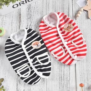 Vêtements pour chiens Stripe et chats Gilet Veste Automne Hiver Chemise Vêtements d'extérieur Vêtements pour animaux de compagnie Noir XS XXL Pugs Toy Terrier Marchandises