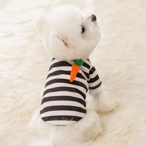 Vêtements pour chiens Stripe Carrot Sweat à capuche Vêtements pour animaux de compagnie Mignon Chaud pour petits chiens Vêtements Dessin animé Automne Hiver Mode Noir Blanc Chats Costume