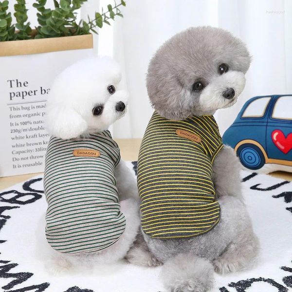 Ropa para perros Chaleco a rayas Ropa para mascotas Algodón Primavera Verano Camiseta para gatos Ropa para perros transpirables para pequeños abrigos base para chihuahua