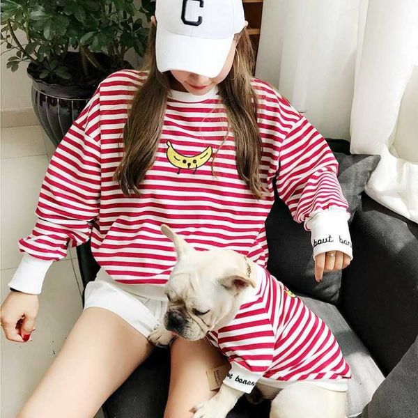 Ropa para perros Plátano a rayas Ropa a juego para mascotas Ropa para cachorros para perros Camisa Padre-niño Francés Bullldog272S