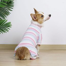 Chien vêtements rayé combinaison 4 pattes pyjama manteau allaitement ventre sevrage vêtements body maison porter animal petit serré