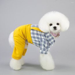 Vêtements pour chiens Combinaison rayée Pet Plaid Bretelles Classique Noir et blanc avec nœud papillon Convient aux petites et moyennes tailles