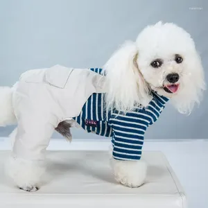 Vêtements pour chien Stoppe à rayures à quatre pattes à quatre pattes Pièce chaude pantalon à suspension manteau hiver saut de combinaison douce pour