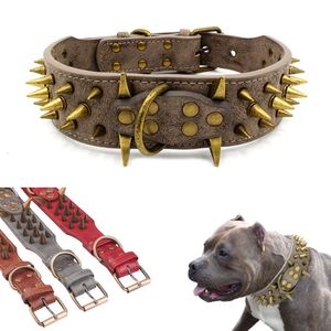 Ropa de perro Fuerte Gran collar Anti bifo Spikes Pet para el mastín alemán Pastor Mastín Bulldog 230814