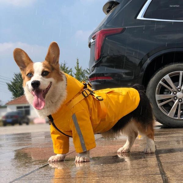 Style de vêtements de chien imperméable à l'eau pour animaux de compagnie imperméable en polyester avec harnais bande réfléchissante pour grands chiens Chihuahua