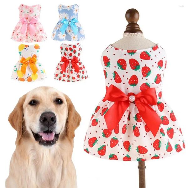 Habillement de chien Hobe élégante Impression florale respirante Costume de chat lavable confortable animal de compagnie sans manches pour extérieur