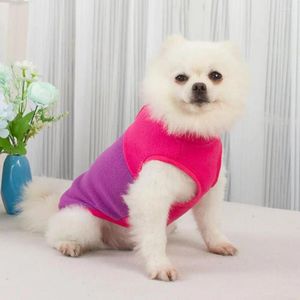 Vêtements pour chiens élégants vêtements pour animaux de compagnie sans manches bouton polaire fermeture collier à 2 pattes revers couleurs contrastées pull